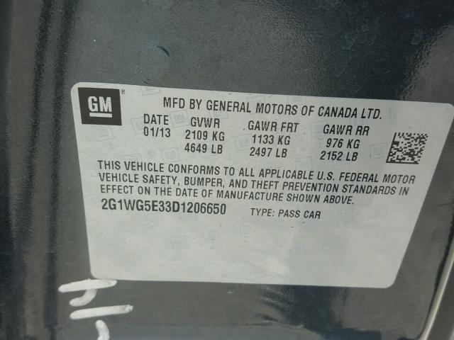 2G1WG5E33D1206650 - 2013 CHEVROLET IMPALA LT GRAY photo 10