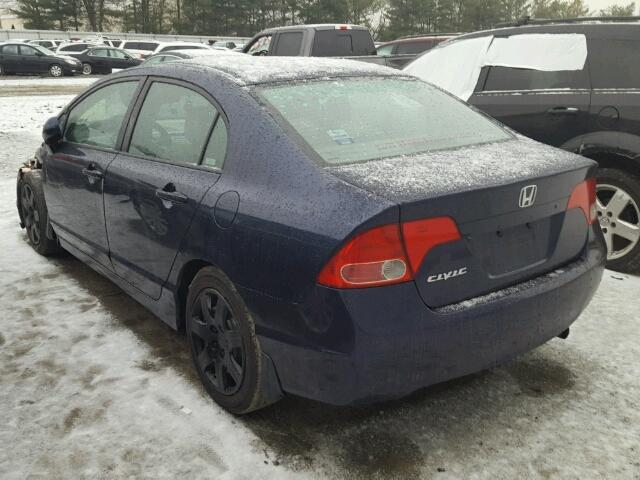 1HGFA16508L049128 - 2008 HONDA CIVIC LX BLUE photo 3