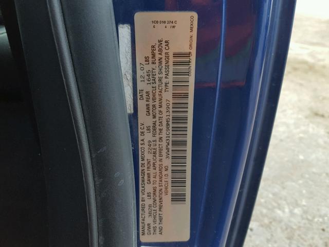 3VWPW31C98M513907 - 2008 VOLKSWAGEN NEW BEETLE Mavi foto 10