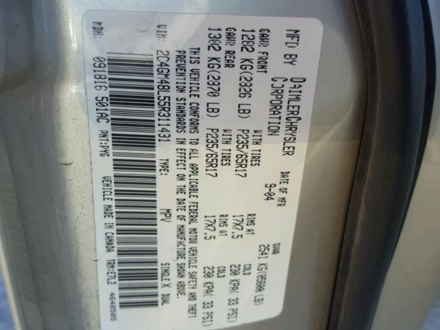 2C4GM48L55R311431 - 2005 CHRYSLER PACIFICA 金色 照片 10