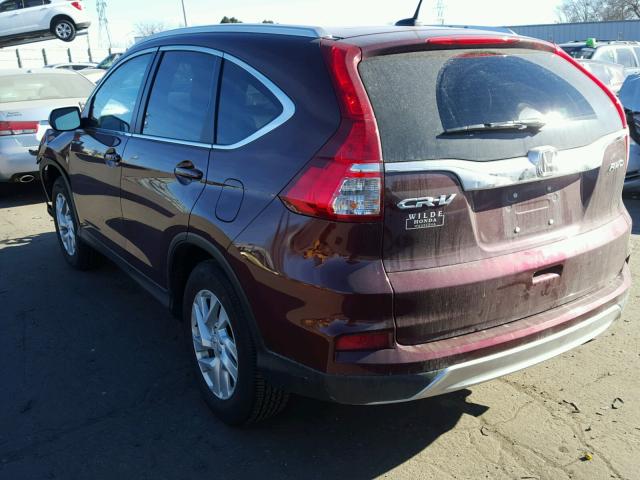 5J6RM4H70GL022524 - 2016 HONDA CR-V EXL MAROON photo 3