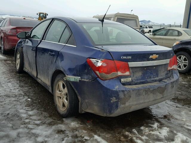 1G1PF5SC6C7330599 - 2012 CHEVROLET CRUZE LT BLUE photo 3