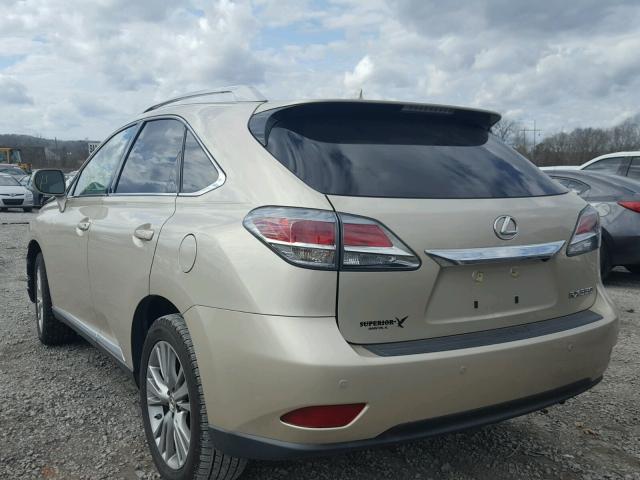 2T2ZK1BA0DC104850 - 2013 LEXUS RX 350 BEIGE photo 3