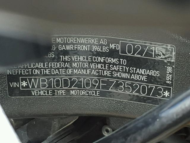 WB10D2109FZ352073 - 2015 BMW S 1000 RR WHITE photo 10