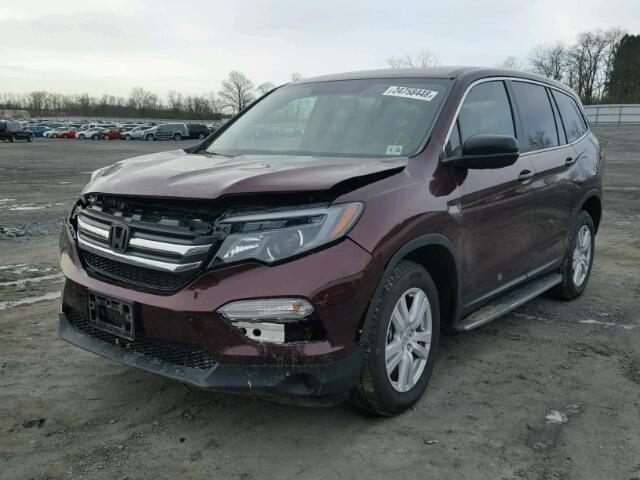 5FNYF6H12HB020913 - 2017 HONDA PILOT LX BURGUNDY photo 2