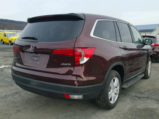 5FNYF6H12HB020913 - 2017 HONDA PILOT LX BURGUNDY photo 4