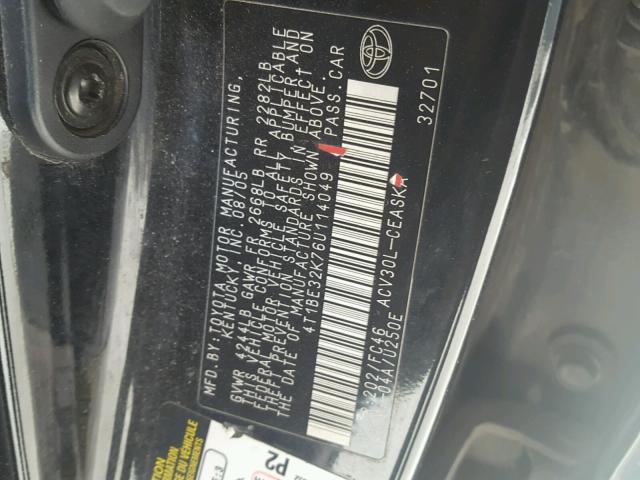 4T1BE32K76U114049 - 2006 TOYOTA CAMRY LE BLACK photo 10