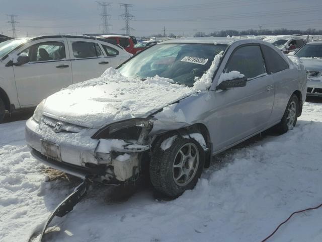 1HGEM22522L004505 - 2002 HONDA CIVIC LX SILVER photo 2