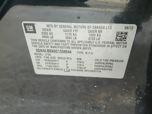 2GNALBEK6C1338844 - 2012 CHEVROLET EQUINOX LS CHARCOAL photo 10