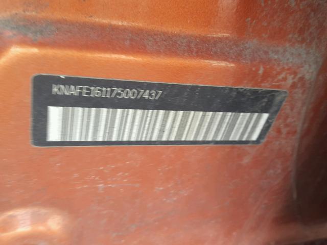 KNAFE161175007437 - 2007 KIA SPECTRA5 S ORANGE photo 10