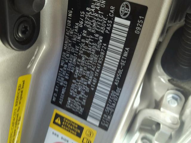 4T4BF1FK4FR508724 - 2015 TOYOTA CAMRY LE BEIGE photo 10