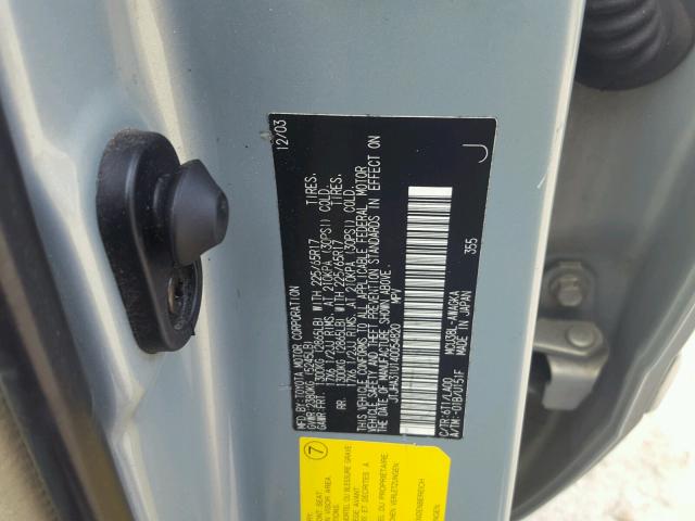 JTJHA31U140054820 - 2004 LEXUS RX 330 SILVER photo 10