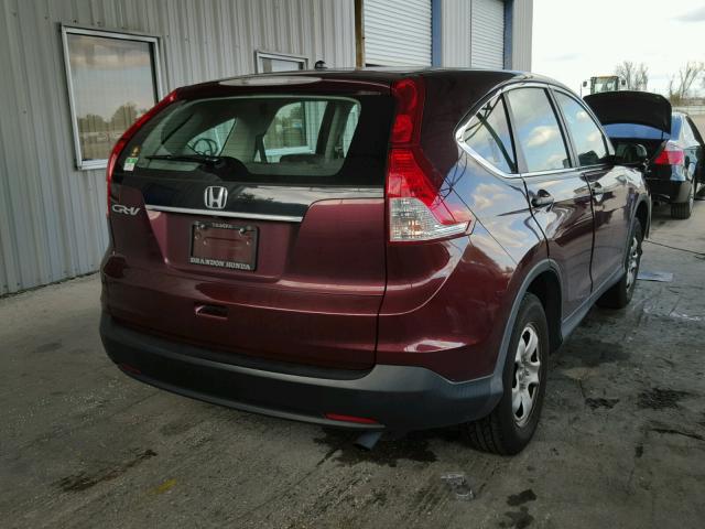 5J6RM3H38DL013427 - 2013 HONDA CR-V LX MAROON photo 4