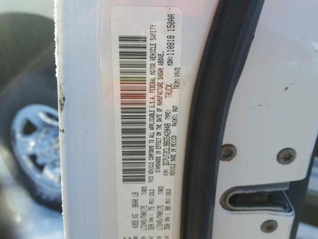 3D7UT2CL9BG542048 - 2011 DODGE RAM 2500 WHITE photo 10