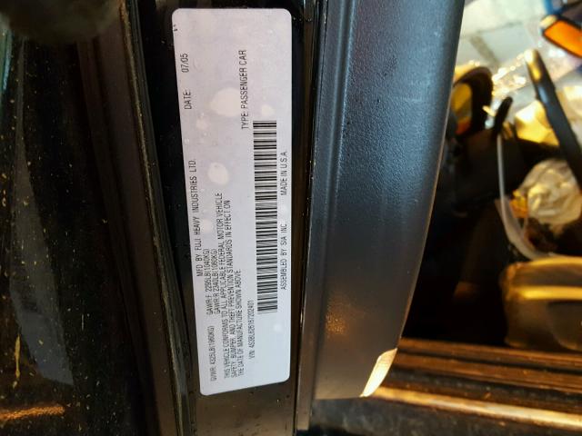 4S3BL626167202401 - 2006 SUBARU LEGACY 2.5 BLACK photo 10