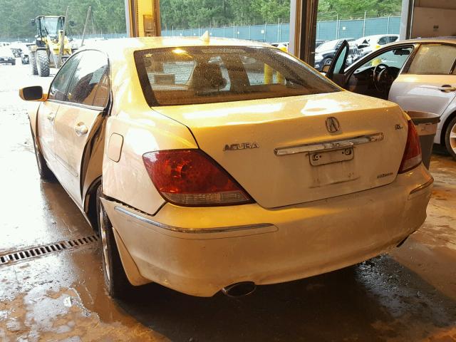 JH4KB16565C014260 - 2005 ACURA RL WHITE photo 3