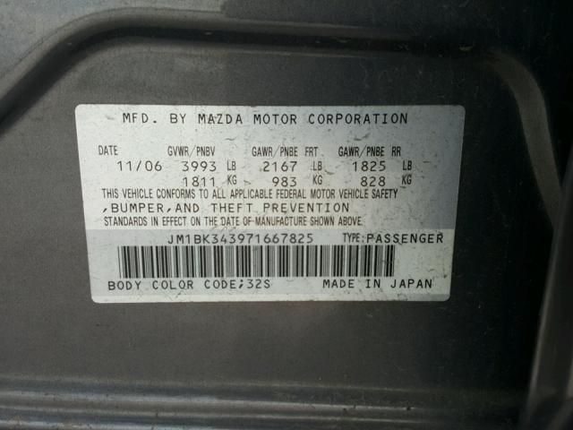 JM1BK343971667825 - 2007 MAZDA 3 HATCHBAC GRAY photo 10