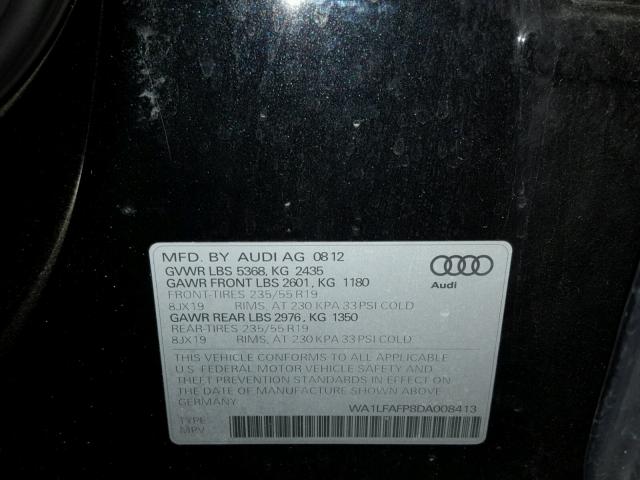 WA1LFAFP8DA008413 - 2013 AUDI Q5 PREMIUM BLACK photo 10