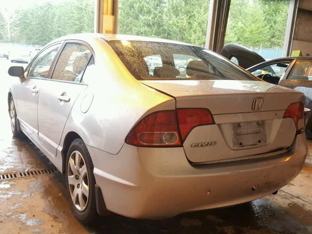 2HGFA16598H350509 - 2008 HONDA CIVIC LX SILVER photo 3