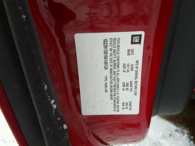 1G2ZH158164149124 - 2006 PONTIAC G6 GT RED photo 10