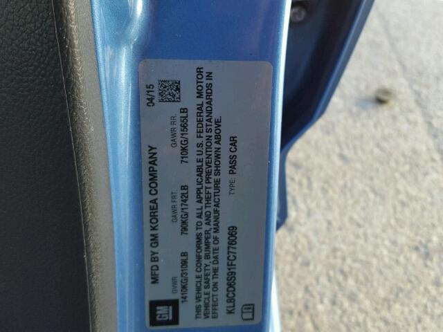 KL8CD6S91FC776069 - 2015 CHEVROLET SPARK 1LT Синий фото 10