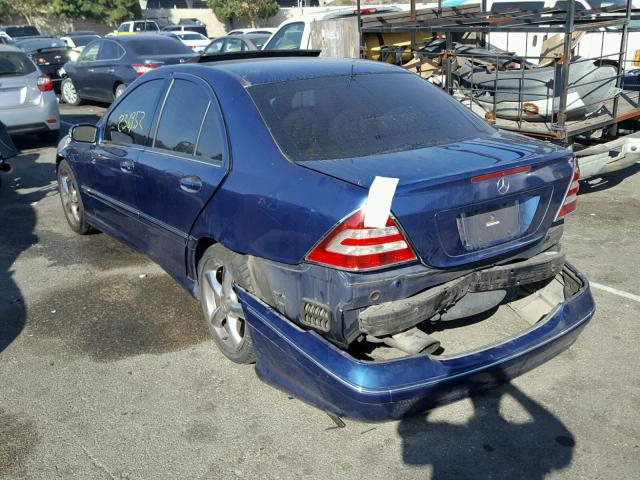 WDBRF40J85F717514 - 2005 MERCEDES-BENZ C 230K SPO BLUE photo 3