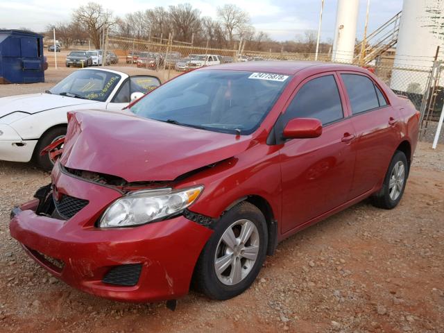 1NXBU4EE6AZ220757 - 2010 TOYOTA COROLLA BA RED photo 2