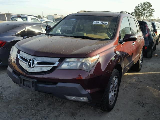 2HNYD28337H509386 - 2007 ACURA MDX TECHNO BURGUNDY photo 2