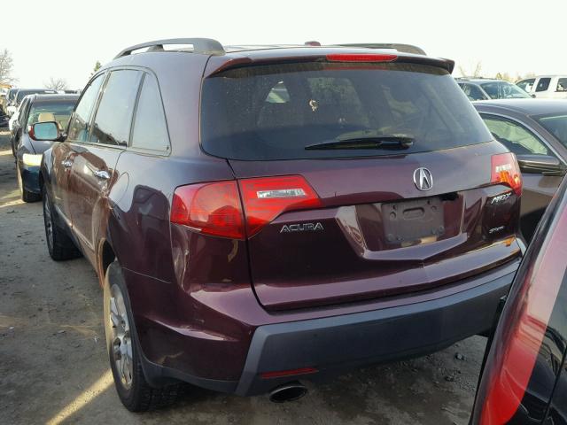 2HNYD28337H509386 - 2007 ACURA MDX TECHNO BURGUNDY photo 3