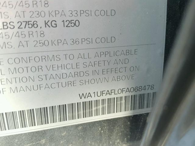 WA1UFAFL0FA068478 - 2015 AUDI A4 ALLROAD GRAY photo 10