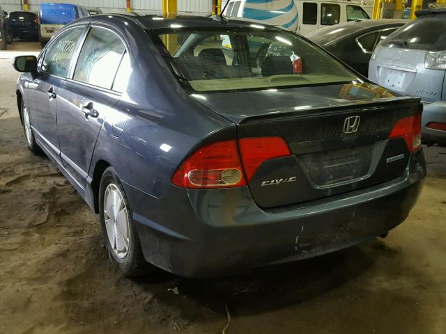 JHMFA36207S011563 - 2007 HONDA CIVIC HYBR BLUE photo 3