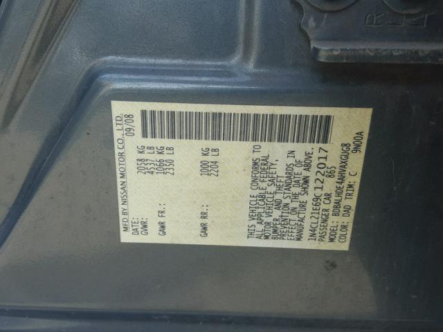 1N4CL21E69C122017 - 2009 NISSAN ALTIMA HYB GRAY photo 10