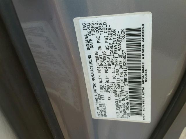 5TBRT34111S208057 - 2001 TOYOTA TUNDRA ACC TAN photo 10