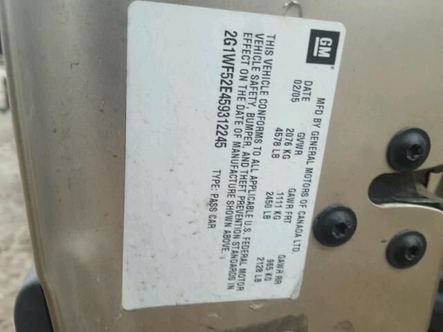 2G1WF52E459312245 - 2005 CHEVROLET IMPALA 金色 照片 10