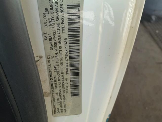 3VWFG31C78M519326 - 2008 VOLKSWAGEN NEW BEETLE 白色 照片 10