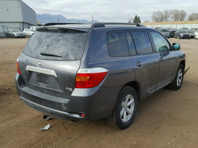 5TDBK3EH8AS011166 - 2010 TOYOTA HIGHLANDER GRAY photo 4