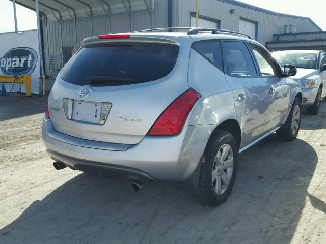 JN8AZ08W17W620306 - 2007 NISSAN MURANO SL SILVER photo 4