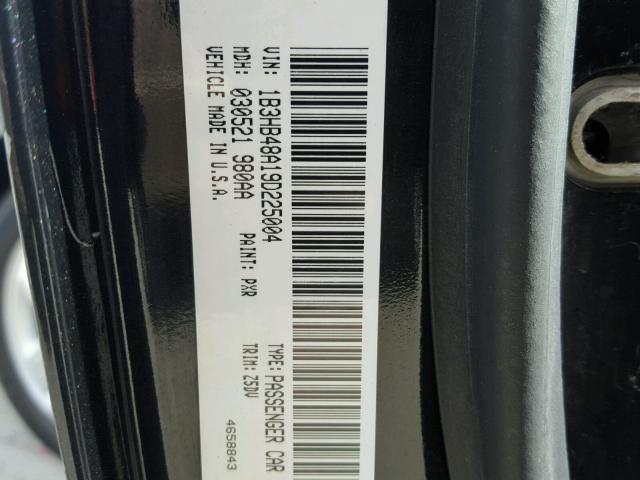 1B3HB48A19D225004 - 2009 DODGE CALIBER SX BLACK photo 10