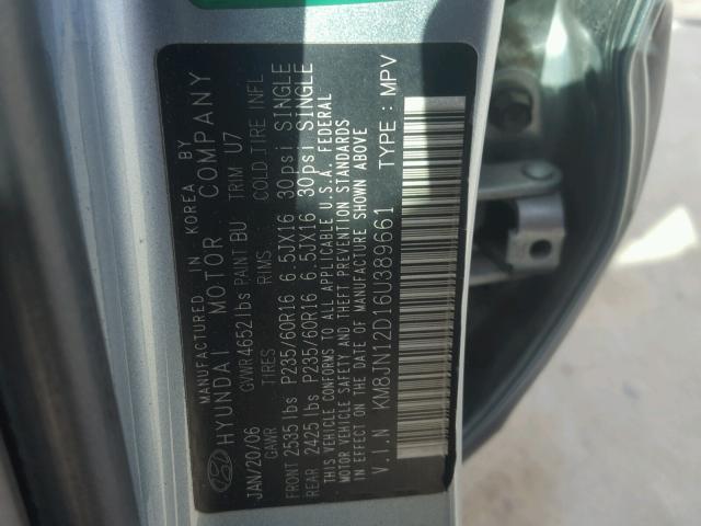 KM8JN12D16U389661 - 2006 HYUNDAI TUCSON GLS GREEN photo 10