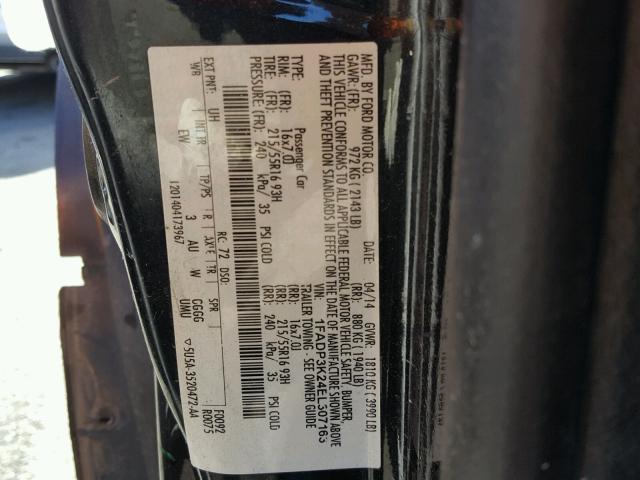 1FADP3K24EL307163 - 2014 FORD FOCUS SE BLACK photo 10