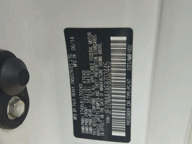 JF1ZNAA1XF8702445 - 2015 TOYOTA SCION FR-S თეთრი ფოტო 10