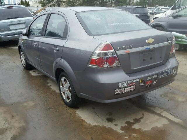 KL1TD56627B071166 - 2007 CHEVROLET AVEO BASE Szary zdjęcie 3