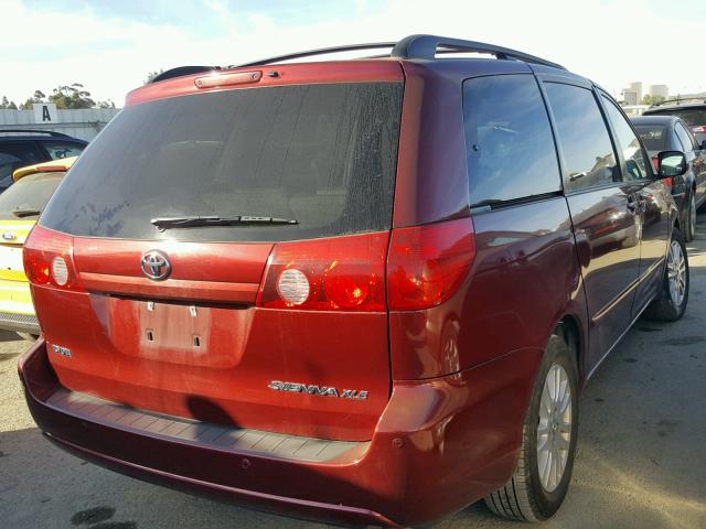 5TDZK22CX8S111975 - 2008 TOYOTA SIENNA XLE RED photo 4