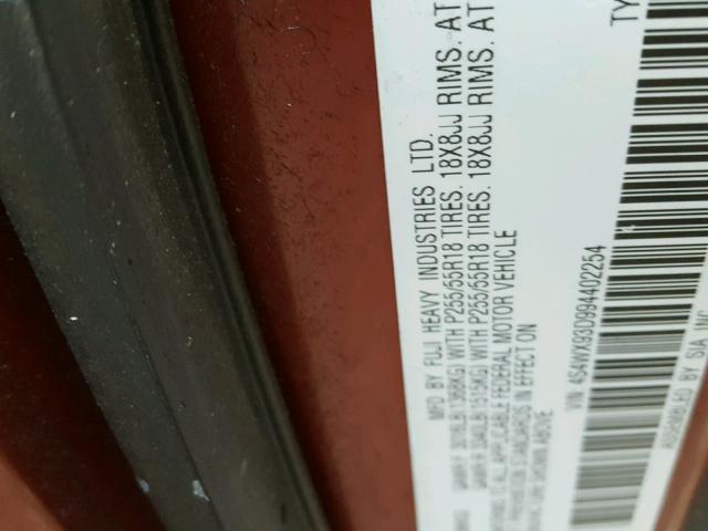 4S4WX93D994402254 - 2009 SUBARU TRIBECA LI 红色 照片 10
