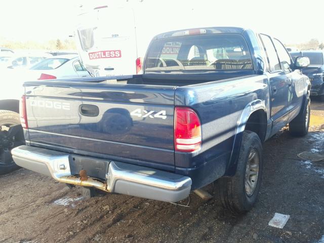 1B7HG2AN11S262636 - 2001 DODGE DAKOTA QUA BLUE photo 4