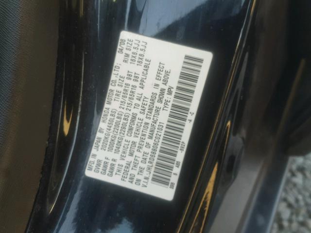 JHLRD68806C021031 - 2006 HONDA CR-V EX BLACK photo 10