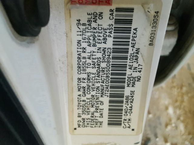 JT2AE00B5S0089423 - 1995 TOYOTA COROLLA LE 白色 照片 10