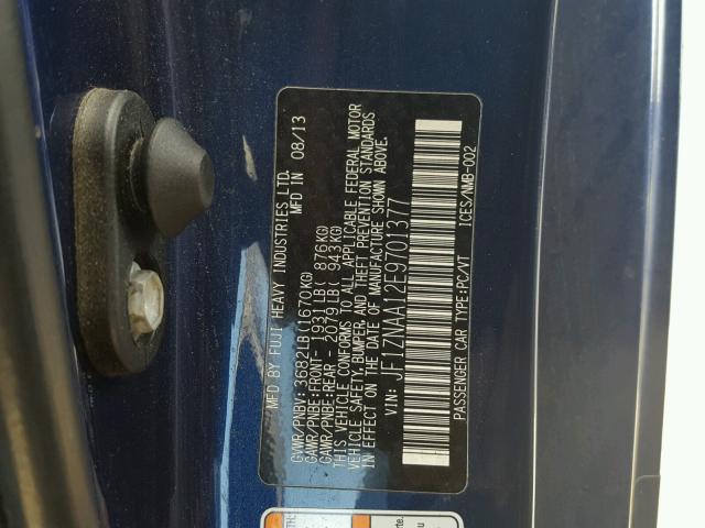 JF1ZNAA12E9701377 - 2014 TOYOTA SCION FR-S BLUE photo 10