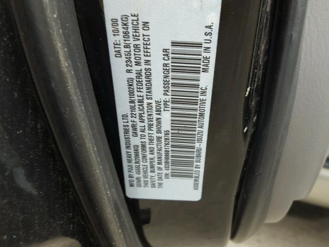 4S3BH686817628765 - 2001 SUBARU LEGACY OUT BLACK photo 10