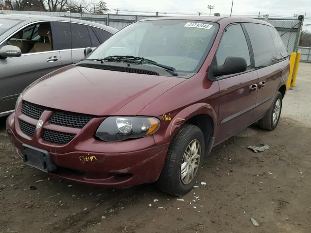 1B4GP45392B553867 - 2002 DODGE CARAVAN SP BURGUNDY photo 2